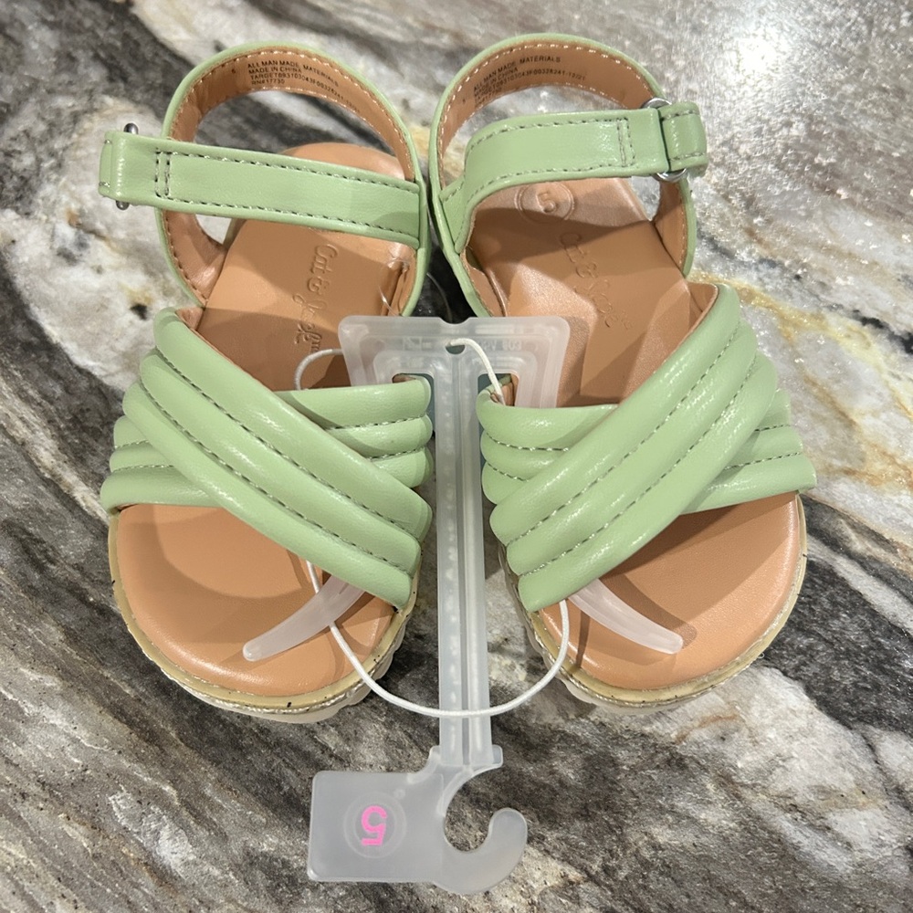 Cat and Jack Kids Green Sandals size Toddler 5- *NWT*